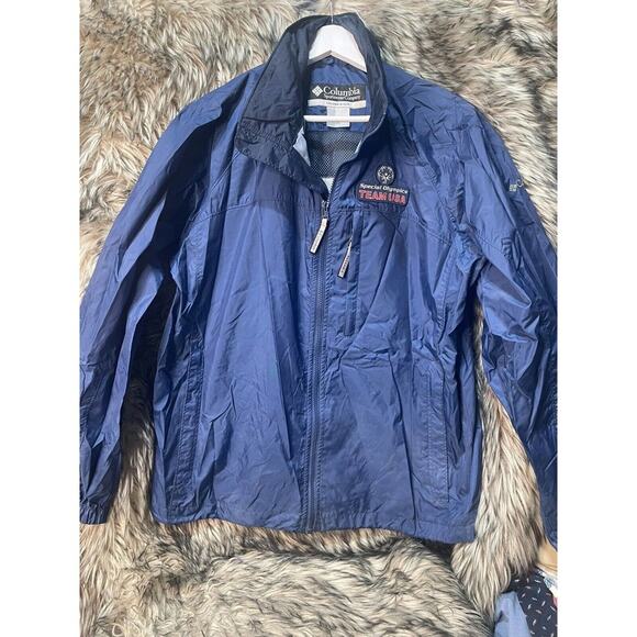 Special Olympics Team USA Navy Blue‎ Nylon Columbia Men's M Wind Breaker Jacket - Picture 1 of 4
